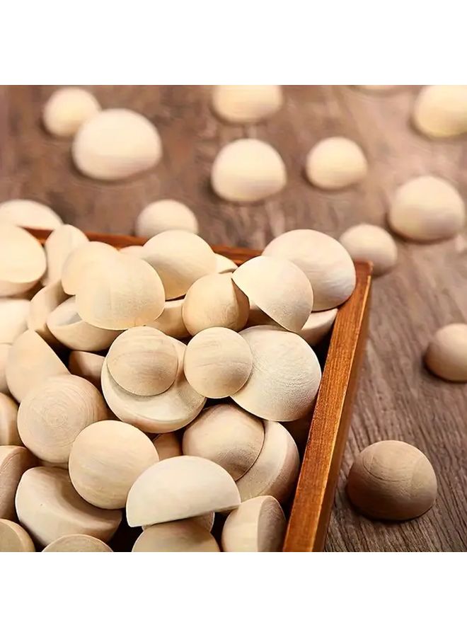 Natural Unfinished Wooden Half Sphere Beads 50mm 5pcs DIY Craft Jewelry Making Supplies - Image 2